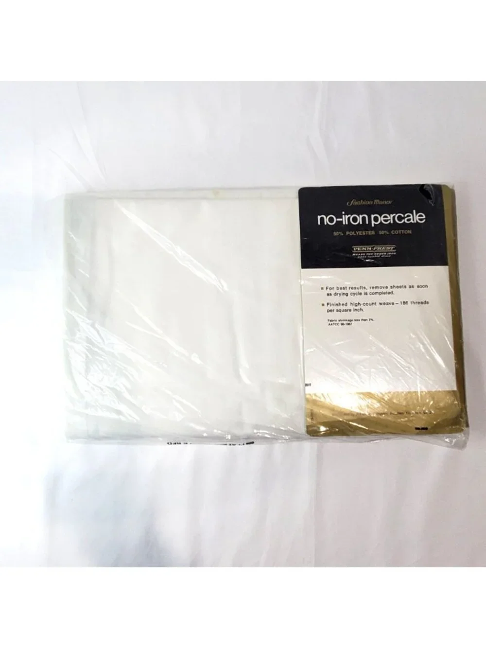 VTG JCPenney Fashion Manor White Percale Flat Sheet Double Bed  No-Iron USA
